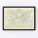 Vintage Map of Boston, Massachusetts 1884