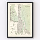 Vintage Map of Montréal, Canada 1881