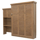 Queen Size Murphy Bed With Louvered Design And Multiple Storage Shelves - Wood by HouseOfZazla