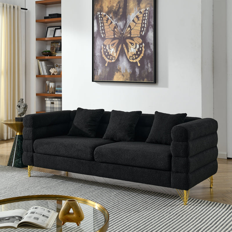 3-seater + 2-seater Combination sofa.BLACK teddy