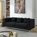 3-seater + 3-seater Combination sofa.BLACK teddy