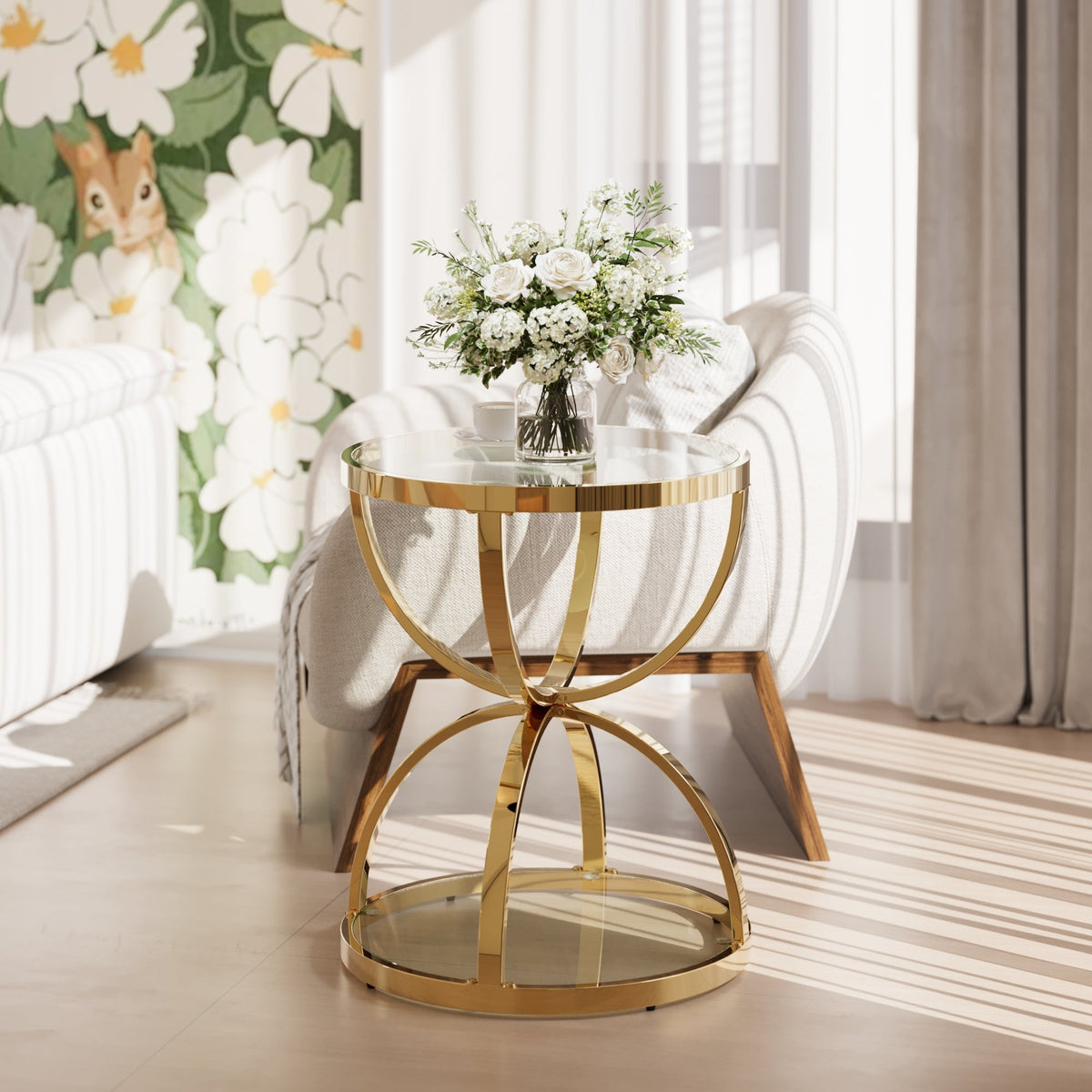 19.69'' Modern Glass Side Table, photo 3 of 10