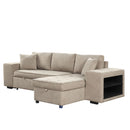 Modern L-Shape 3 Seat Reversible Sectional Couch, Pull Out Sleeper Sofa With Storage Chaise And 2 Stools For Living Room Furniture Set by HouseOfZazla