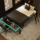 Gaming - Full Size Loft Bed With Desk, LED - Black