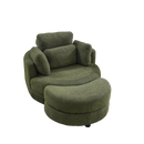 39"W Oversized Swivel Chair with moon storage ottoman for Living Room, Modern Accent Round Loveseat Circle Swivel Barrel Chairs for Bedroom Cuddle Sofa Chair Lounger Armchair, 4 Pillows, Teddy Fabric