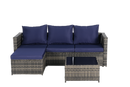 2 Pieces Patio Furniture Set, Outdoor Woven Sectional L-Shaped Patio Furniture