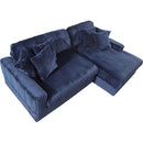 Modern Corduroy Blue Corner sofa Sleeper Sofa Couch With Comfy Deep Seat& 6 Pillows