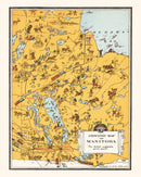 Vintage Animated Map of Manitoba, Canada 1929