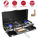 3 Burner Camping Stove 20000 BTU Portable Foldable Propane Stove With Toast Tray Windshield Portable Handle Outdoor Cooking Gas Stove For RV Camping B