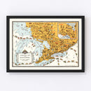 Vintage Animated Map of Ontario, Canada 1929