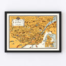 Vintage Animated Map of Quebec, Canada 1929