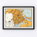 Vintage Animated Map of New Brunswick, Canada 1929