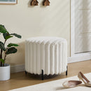 Wide Upholstered Round Pouf Ottoman Foot Rest by Unique Piece Furniture