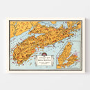 Vintage Animated Map of Nova Scotia, Canada 1929