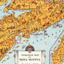 Vintage Animated Map of Nova Scotia, Canada 1929