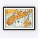 Vintage Animated Map of Nova Scotia, Canada 1929