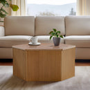 Hexagon Coffee Table With Fluted Design - Natural by HouseOfZazla