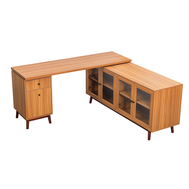 Walker Edison | Modern L-shaped 66" Desk with Storage