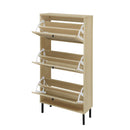 Modern Rattan 3 Door Shoe Rack Cabinet for Entryway