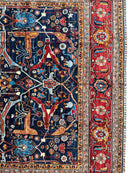 Hand-Knotted Afghani Bidjar Wool Rug – 9’x12’ – Intricate Geometric & Floral Motifs