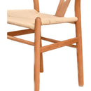 Natural Solid Wood Wishbone Design Backrest Chair with Canvas Seat for Dining Room and Kitchen