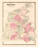 Vintage Map of Newtown, Connecticut 1867