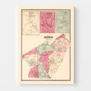 Vintage Map of Monroe, Connecticut 1867
