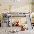 Loft Stairway Bed With 2 Drawers, Convertible Ladder And Slide by HouseOfZazla