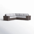 Wide Reversible Outdoor Sectional Sofa With Cushions - Brown / Gray by HouseOfZazla