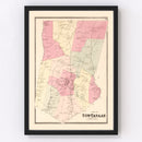 Vintage Map of New Canaan, Connecticut 1867