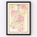 Vintage Map of Easton, Connecticut 1867