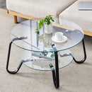 Retro Minimalist Style Metal Frame Double Layer Tempered Glass Coffee Table by HouseOfZazla
