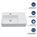 Wall Mounted Rectangular Bathroom Sink With Towel Bar And Faucet Hole - White by HouseOfZazla