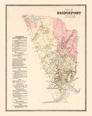 Vintage Map of Bridgeport, Connecticut 1867