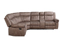 Dollum - Two Tone Nubuck Manual Recliner Sectional Sofa With USB Port Cupholder Console by HouseOfZazla