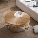 Modern Round Coffee Table With Wooden Carving Pattern by HouseOfZazla