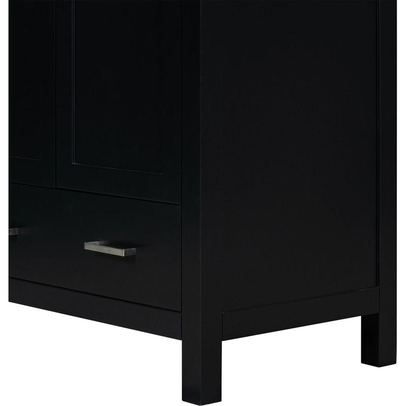 30' Black Bathroom Vanity with Single Sink, Combo Cabinet Undermount Sink, Bathroom Storage Cabinet with 2 Doors and a Drawer, Soft Closing, Multifunctional Storage, Solid Wood Frame