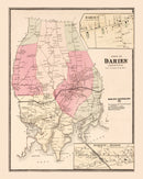Vintage Map of Darien, Connecticut 1867