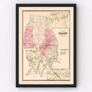 Vintage Map of Darien, Connecticut 1867