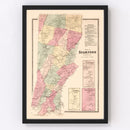 Vintage Map of Long Ridge, Connecticut 1867