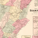 Vintage Map of Long Ridge, Connecticut 1867