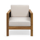 Outdoor Acacia Wood Club Chair With Wicker Accents