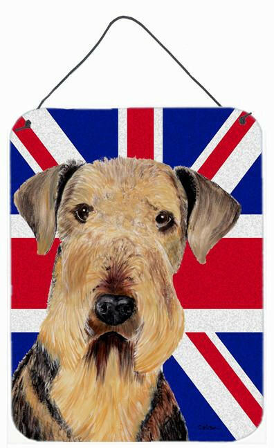 Airedale with English Union Jack British Flag Wall or Door Hanging Prints SC9830DS1216