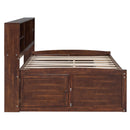 Full Size Captain Bed With Built In Storage Shelves, 4 Drawers And 2 Cabinets - Antique Brown by HouseOfZazla