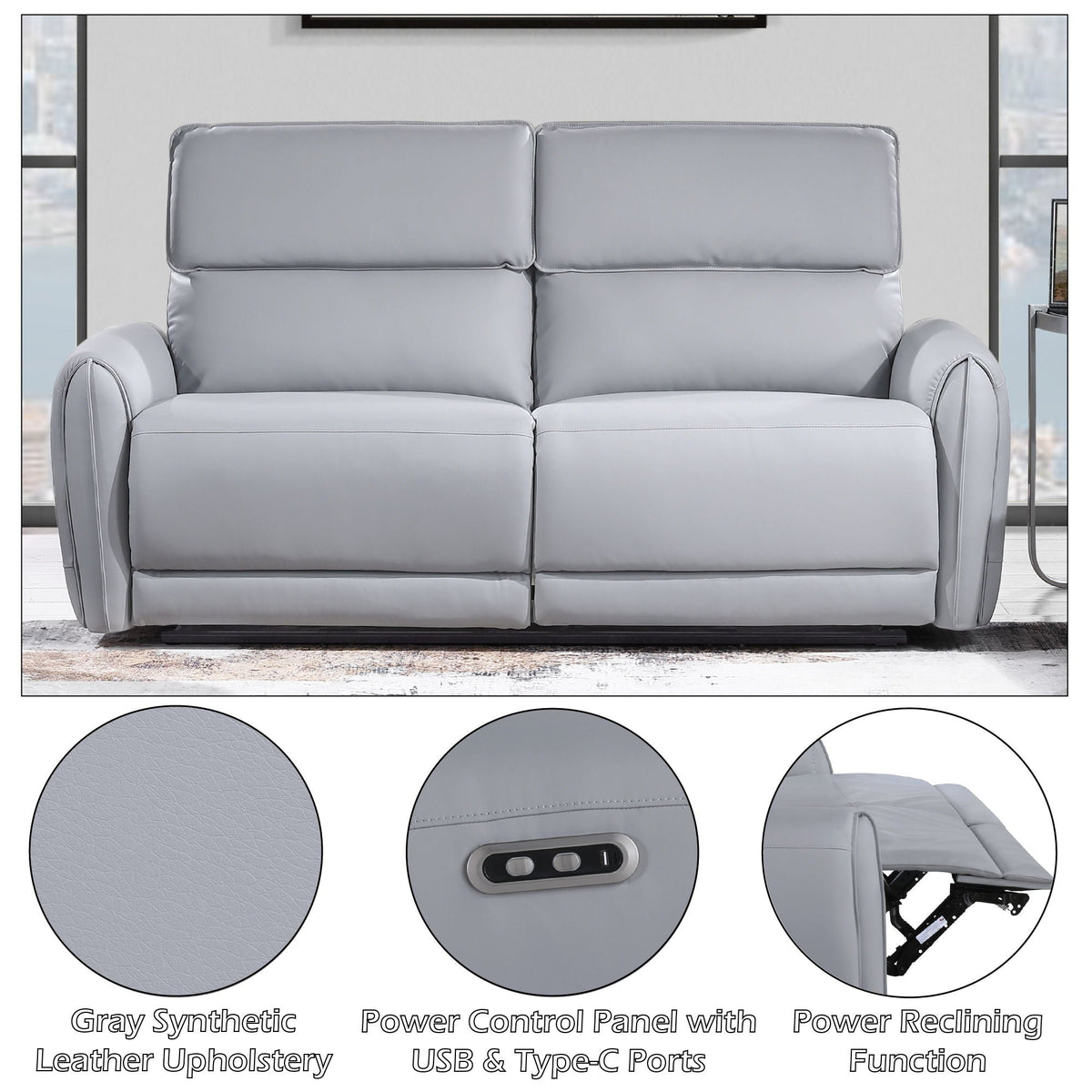 Jeromie - Power Motion Sofa With USB Port - Gray, photo 7 of 9