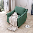 360 Degree Swivel Armchair Cotton Linen Fabric with Brass Nail Detailing