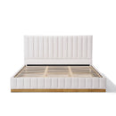 King Size Bed Frame With Linen Upholstery and Solid Wood Base by HouseOfZazla