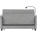 56.9' Loveseat Sofa Pull-out Sofa Bed Sleeper Sofa with a Reversible Backrest Cushion, Side Pockets, Two USB Ports and a Phone Holder for Living Room, Grey