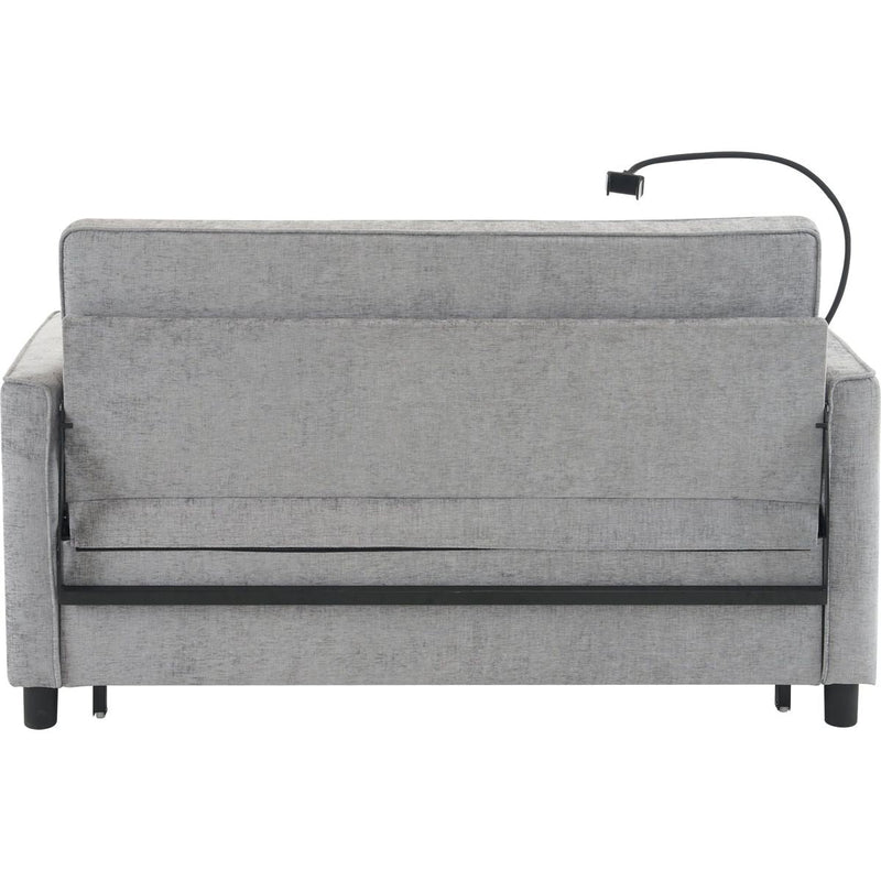 56.9' Loveseat Sofa Pull-out Sofa Bed Sleeper Sofa with a Reversible Backrest Cushion, Side Pockets, Two USB Ports and a Phone Holder for Living Room, Grey