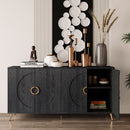 Modern Lacquered 4 Door Wooden Cabinet Sideboard Buffet Server Cabinet Storage Cabinet, For Living Room, Entryway, Hallway, Office, Kitchen And Dining Room by HouseOfZazla